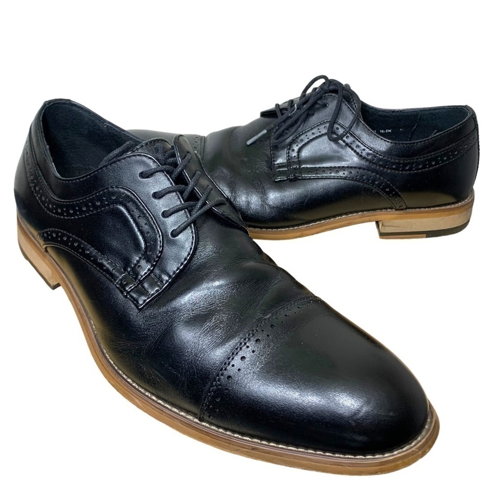 Stacy Adams Dickinson Mens Cap Toe Oxford Sz 10 Black Leather Casual Dress Shoes